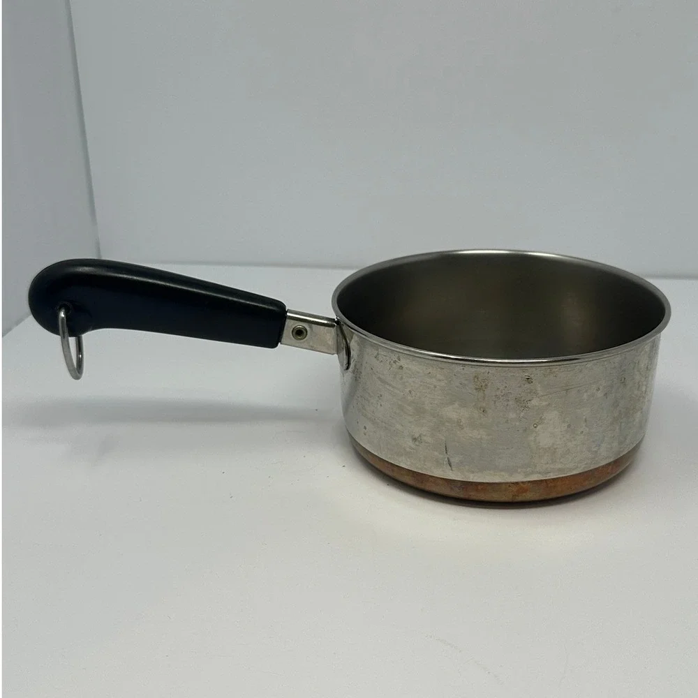 Revere Ware 1 Qt Saucepan Copper Bottom Stainless Steel Pot Clinton IL USA A9